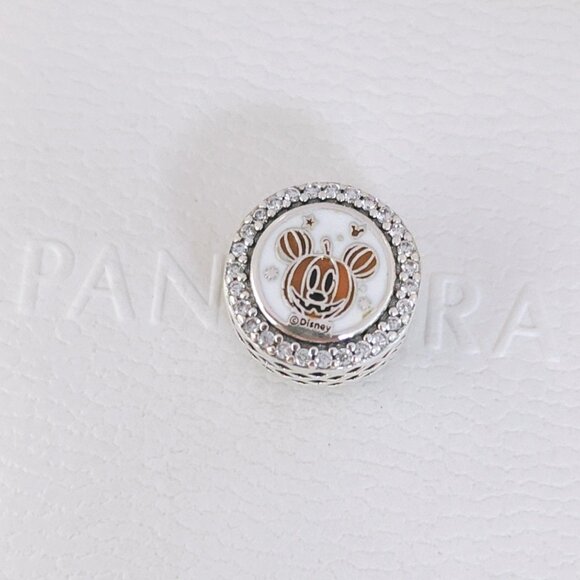 Pandora Disney Parks Mickey Pumpkin Ghost Exclusive Button Charm Halloween 2024 - Picture 8 of 8